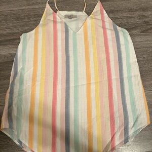 LOFT Green and Pink Sleeveless Camisole Top